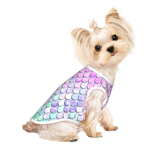 M Pet Atmungsaktives ärmelloses T-Shirt – leichtes Tanktop mit Meerjungfrauen-Schuppenmuster, Outfit für kleine und mittelgroße Hunde M Pet Atmungsaktives ärmelloses T-Shirt – leichtes Tanktop mit Meerjungfrauen-Schuppenmuster, Outfit für kleine und mittelgroße Hunde von ZHAOUR