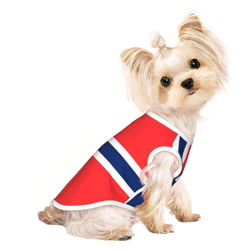 M Pet atmungsaktives ärmelloses T-Shirt – leichtes Tanktop mit norwegischer Flagge, für kleine und mittelgroße Hunde von ZHAOUR