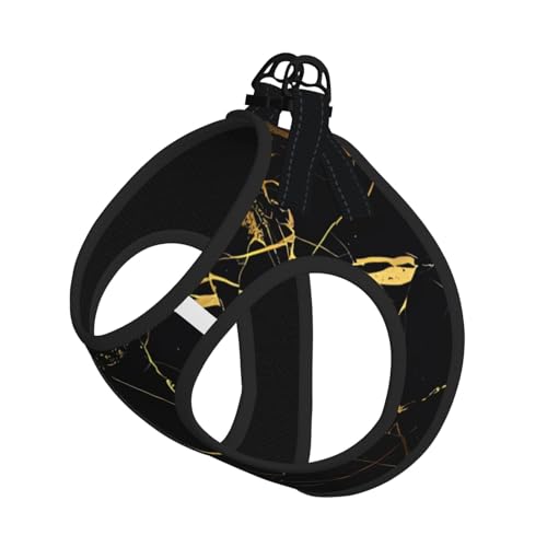 S Leash Hundegeschirr, klein, schwarz-goldener Hintergrund, reflektierend, für draußen und mit dem Hund von ZHAOUR
