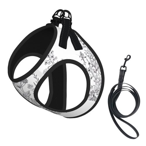S Leash Hundegeschirr, kleine Größe, Schwarz und Weiß, Blumendruck, Haustier-Leinen-Set, reflektierend, für Outdoor und Spaziergänge mit dem Hund S Leash Hundegeschirr, kleine Größe, Schwarz und Weiß, Blumendruck, Haustier-Leinen-Set, reflektierend, für Outdoor und Spaziergänge mit dem Hund von ZHAOUR