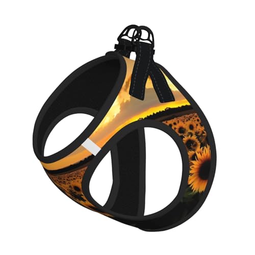 S Leash Hundegeschirr, kleine Größe, Sonnenblume und Sonnenuntergang, bedruckt, reflektierend, für Outdoor und Spaziergänge mit dem Hund von ZHAOUR