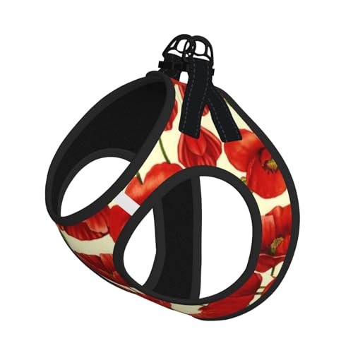 S Leash Hundegeschirr, kleine Größe, rote Blumendruck, Haustier-Leinen-Set, reflektierend, für Outdoor und Spaziergänge mit dem Hund S Leash Hundegeschirr, kleine Größe, rote Blumendruck, Haustier-Leinen-Set, reflektierend, für Outdoor und Spaziergänge mit dem Hund von ZHAOUR