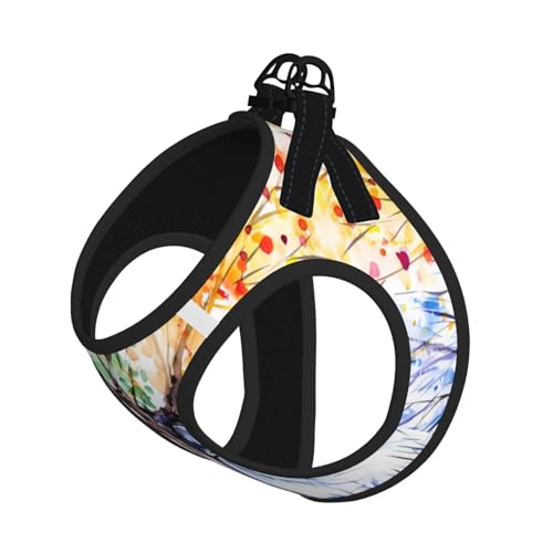 S Leash Hundegeschirr, kleine Größe, schöner Vierjahreszeiten-Baumdruck, Haustier-Leinen-Set, reflektierend, für Outdoor und Spaziergänge mit dem Hund von ZHAOUR