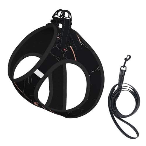 S Leash Hundegeschirr, kleine Größe, schwarz-rotgoldener Marmor-Druck, Haustier-Leinen-Set, reflektierend, für Outdoor und Spaziergänge mit dem Hund von ZHAOUR