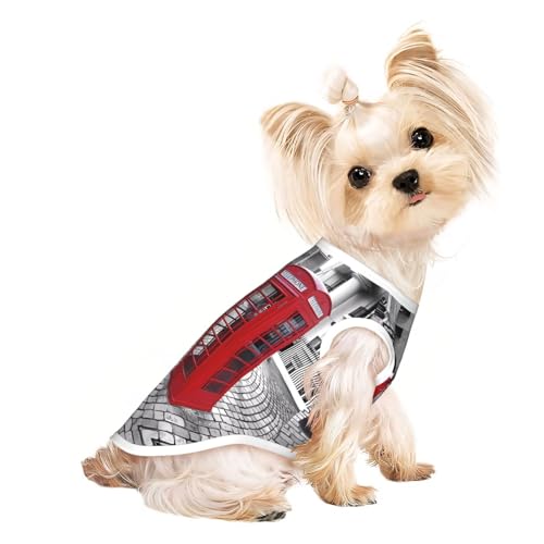 S Pet atmungsaktives ärmelloses T-Shirt - leichte Londoner rote Telefonzelle (1) Print Tank Top Outfit für kleine mittelgroße Hunde von ZHAOUR