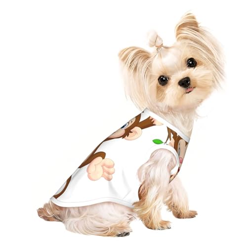 S Pet atmungsaktives ärmelloses T-Shirt - leichtes Cartoon-Affe (1) Print Tank Top Outfit für kleine mittelgroße Hunde von ZHAOUR