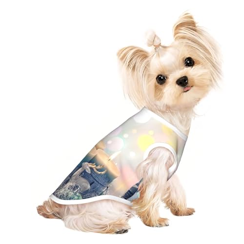 S Pet atmungsaktives ärmelloses T-Shirt - leichtes T-Shirt mit Kerzendruck, für kleine und mittelgroße Hunde S Pet atmungsaktives ärmelloses T-Shirt - leichtes T-Shirt mit Kerzendruck, für kleine und mittelgroße Hunde von ZHAOUR