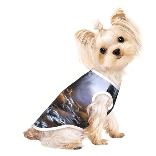 S Pet atmungsaktives ärmelloses T-Shirt – leichtes Tanktop mit Schönheits-Hirsch-Druck, Outfit für kleine und mittelgroße Hunde S Pet atmungsaktives ärmelloses T-Shirt – leichtes Tanktop mit Schönheits-Hirsch-Druck, Outfit für kleine und mittelgroße Hunde von ZHAOUR