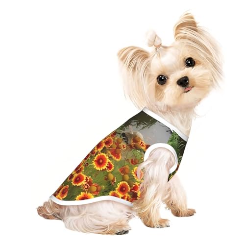 S Pet atmungsaktives ärmelloses T-Shirt - leichtes Tanktop mit himmlischer Chrysantheme (1) Print Tank Top Outfit für kleine mittelgroße Hunde von ZHAOUR