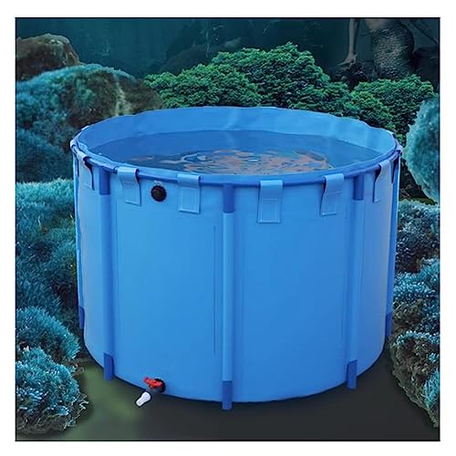 Runder Pool über dem Boden, zusammenklappbarer Kinderpool, Aquarium, Aquarium, Pool, Teich, PVC-Leinwand mit Stahlrahmen für Regenfass-Wassersammler (Farbe: Blau, Größe: 1 x 0,6 m/470 l) von ZHDBD