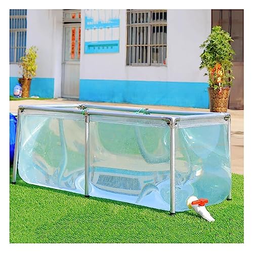 Transparenter Fischteich, verdickter Segeltuchpool, oberirdischer Swimmingpool, PVC-Segeltuch mit Stahlrahmen, Teiche, Aquarium, Koi-Goldfisch für Regentonne, Wassersammler (Farbe: Klar, Größe: 1,2 von ZHDBD