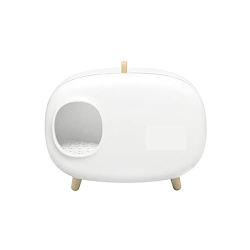 Automatische Katzentoilette Großer, geschlossener Katzentoilettenschrank, Design-Trainings-Katzentoiletten-Trainingskit for Katzen-Haustierprodukte (Color : White, Size : H) von ZHELLY