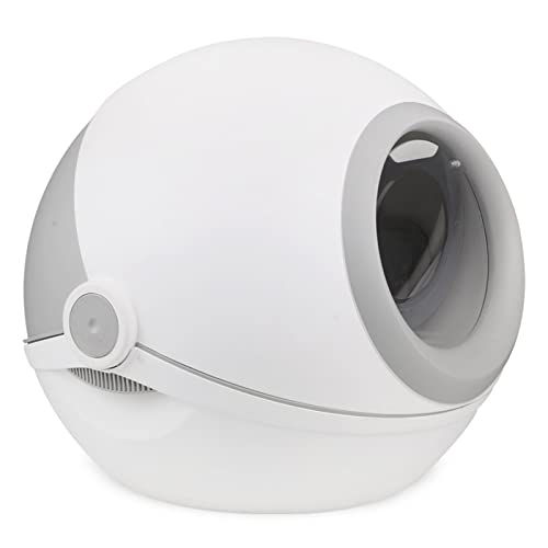 Automatische Katzentoilette Runde, große, geschlossene, selbstreinigende Katzentoilette, weißes Training, Kurzhaar-Katzentoilette, Haustier-Toilette (Color : Grey, Size : D) von ZHELLY