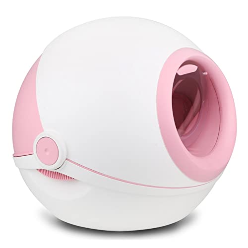 Automatische Katzentoilette Runde, große, geschlossene, selbstreinigende Katzentoilette, weißes Training, Kurzhaar-Katzentoilette, Haustier-Toilette (Color : Pink, Size : D) von ZHELLY