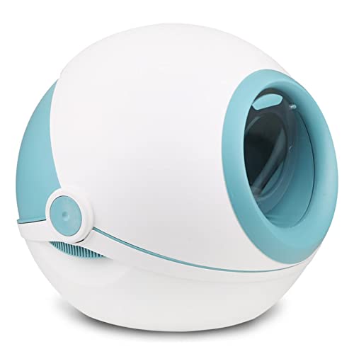 Automatische Katzentoilette Vollständig geschlossene Katzenstreu Flip-Top, übergroße, geruchsdichte Katzentoilette, Kätzchen, Anti-Sand-Katzenkotnapf, Katzenzubehör (Color : Blue, Size : D) von ZHELLY
