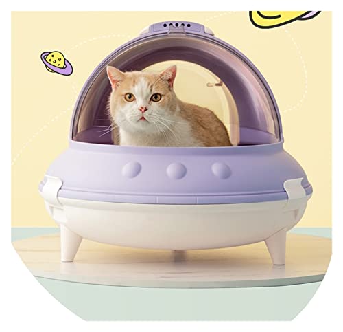 Automatische Katzentoilette Vollständig geschlossene Katzentoilette, Katzentoilette, Katzenbecken, übergroße zusätzliche Katzenbettpfannen, große Arena-Haustierbedarf (Color : Blue, Size : G) von ZHELLY