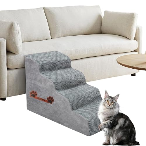 Hundetreppe für hohe Betten, 4-stufige Hundetreppe für kleine Hunde und Katzen, hochdichte Schaumstoff-Katzenrampe für Bett, Haustiertreppe zum Klettern, rutschfeste, ausgewogene Haustierstufe für den Hundetreppe für hohe Betten, 4-stufige Hundetreppe für kleine Hunde und Katzen, hochdichte Schaumstoff-Katzenrampe für Bett, Haustiertreppe zum Klettern, rutschfeste, ausgewogene Haustierstufe für den von ZHENJIER