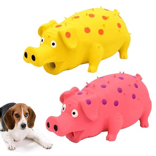 ZHENJIER Quietschendes Schweine-Hundespielzeug, 2 Stück, Grunting Pig Dog Toy That Oinks Grunts für kleine, mittelgroße und große Hunde, Grunting Pig Sound Play Dog Toy von ZHENJIER