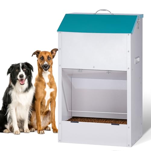 ZHEQOGZH Automatischer Futterspender für große Rassen, 22,7 kg, verzinktes Metall, selbstfütterend, extra groß, automatischer Futterspender für den Innen- und Außenbereich von ZHEQOGZH