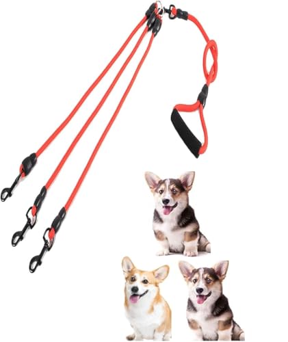 ZHHSUNY 3-in-1 strapazierfähiges Nylon-Traktionsseil mit gepolstertem Griff, 360° drehbar, kein Verheddern, Kletterseil, Leine für mittelgroße und große Hunde, Rot ZHHSUNY 3-in-1 strapazierfähiges Nylon-Traktionsseil mit gepolstertem Griff, 360° drehbar, kein Verheddern, Kletterseil, Leine für mittelgroße und große Hunde, Rot von ZHHSUNY
