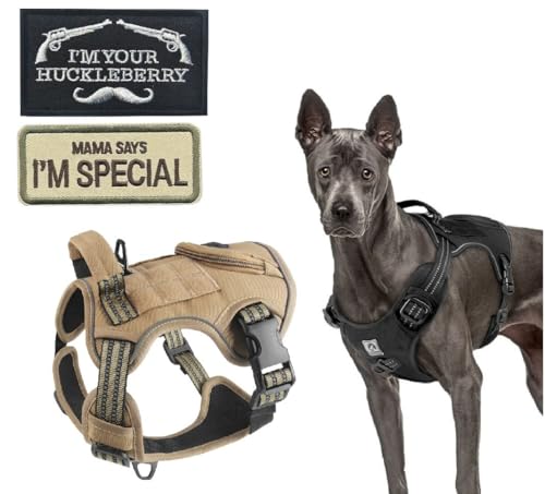 ZHHSUNY Hundegeschirr Mittelgroße&Grosse Hunde, Anti Zug Geschirr mit Kontrolle, No Pull Verstellbar Hundegeschirr, Reflexstreifen Hunde Brustgeschirr,Ausgestattet mit Stickerei Patches(Khaki, M) ZHHSUNY Hundegeschirr Mittelgroße&Grosse Hunde, Anti Zug Geschirr mit Kontrolle, No Pull Verstellbar Hundegeschirr, Reflexstreifen Hunde Brustgeschirr,Ausgestattet mit Stickerei Patches(Khaki, M) von ZHHSUNY