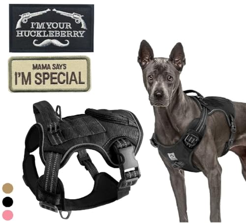 ZHHSUNY Hundegeschirr Mittelgroße&Grosse Hunde, Anti Zug Geschirr mit Kontrolle, No Pull Verstellbar Hundegeschirr, Reflexstreifen Hunde Brustgeschirr,Ausgestattet mit Stickerei Patches(Schwarz, M) ZHHSUNY Hundegeschirr Mittelgroße&Grosse Hunde, Anti Zug Geschirr mit Kontrolle, No Pull Verstellbar Hundegeschirr, Reflexstreifen Hunde Brustgeschirr,Ausgestattet mit Stickerei Patches(Schwarz, M) von ZHHSUNY