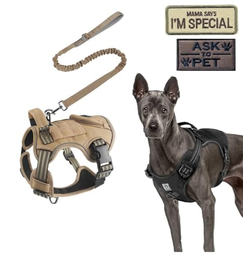 ZHHSUNY Taktisches Hundegeschirr, Anti-Ziehgeschirr, verstellbar, atmungsaktiv, Haustierweste, Geschirr für mittelgroße und große Hunde, reflektierende Militär-Oxford-Materialien mit Taschen und ZHHSUNY Taktisches Hundegeschirr, Anti-Ziehgeschirr, verstellbar, atmungsaktiv, Haustierweste, Geschirr für mittelgroße und große Hunde, reflektierende Militär-Oxford-Materialien mit Taschen und von ZHHSUNY