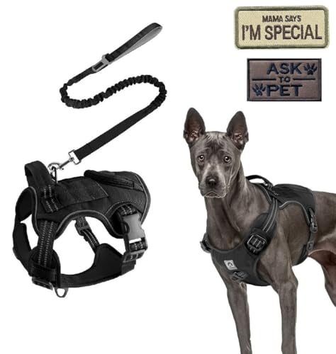 ZHHSUNY Taktisches Hundegeschirr, Anti-Ziehgeschirr, verstellbar, atmungsaktiv, Haustierweste, Geschirr für mittelgroße und große Hunde, reflektierende Militär-Oxford-Materialien mit Taschen und ZHHSUNY Taktisches Hundegeschirr, Anti-Ziehgeschirr, verstellbar, atmungsaktiv, Haustierweste, Geschirr für mittelgroße und große Hunde, reflektierende Militär-Oxford-Materialien mit Taschen und von ZHHSUNY