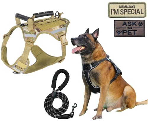 ZHHSUNY Taktisches Hundegeschirr für mittelgroße und große Hunde, verstellbar, Militär, strapazierfähig, kein Ziehen, Hundegeschirr mit Griff und gestickten Emblem-Aufnähern, für Training, Jagd, ZHHSUNY Taktisches Hundegeschirr für mittelgroße und große Hunde, verstellbar, Militär, strapazierfähig, kein Ziehen, Hundegeschirr mit Griff und gestickten Emblem-Aufnähern, für Training, Jagd, von ZHHSUNY