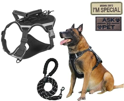 ZHHSUNY Taktisches Hundegeschirr für mittelgroße und große Hunde, verstellbar, Militär, strapazierfähig, kein Ziehen, Hundegeschirr mit Griff und gestickten Emblem-Aufnähern, für Training, Jagd, ZHHSUNY Taktisches Hundegeschirr für mittelgroße und große Hunde, verstellbar, Militär, strapazierfähig, kein Ziehen, Hundegeschirr mit Griff und gestickten Emblem-Aufnähern, für Training, Jagd, von ZHHSUNY