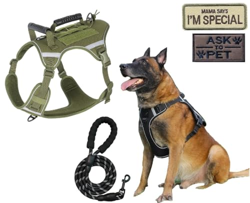ZHHSUNY Taktisches Hundegeschirr für mittelgroße und große Hunde, verstellbar, Militär, strapazierfähig, kein Ziehen, Hundegeschirr mit Griff und gestickten Emblem-Aufnähern, für Training, Jagd, ZHHSUNY Taktisches Hundegeschirr für mittelgroße und große Hunde, verstellbar, Militär, strapazierfähig, kein Ziehen, Hundegeschirr mit Griff und gestickten Emblem-Aufnähern, für Training, Jagd, von ZHHSUNY