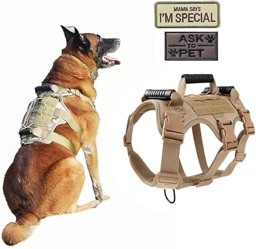 ZHHSUNY Taktisches Militär-Hundegeschirr mit gestickten Emblem-Aufnähern, strapazierfähig, kein Ziehen, Geschirr mit Griff und MOLLE, verstellbar, reflektierend, für Training, Wandern, Spazierengehen ZHHSUNY Taktisches Militär-Hundegeschirr mit gestickten Emblem-Aufnähern, strapazierfähig, kein Ziehen, Geschirr mit Griff und MOLLE, verstellbar, reflektierend, für Training, Wandern, Spazierengehen von ZHHSUNY