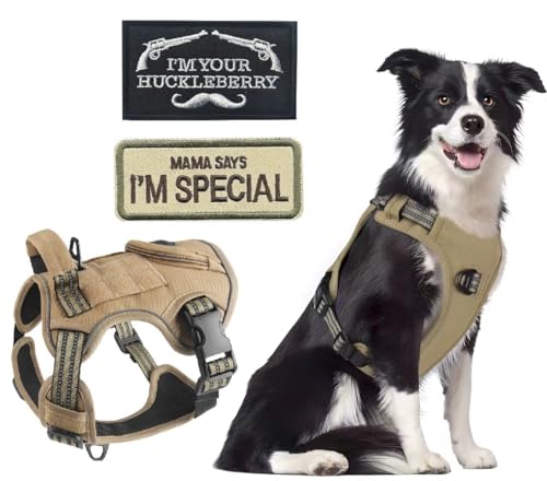 ZHHSUNY Zugentlastungsgeschirr für Hunde, atmungsaktives verstellbares Hundegeschirr mit Griff 2 Metallringen, mit Taschen & gestickten Aufnähern, reflektierendes Militär-Oxford-Material (Khaki, XL) ZHHSUNY Zugentlastungsgeschirr für Hunde, atmungsaktives verstellbares Hundegeschirr mit Griff 2 Metallringen, mit Taschen & gestickten Aufnähern, reflektierendes Militär-Oxford-Material (Khaki, XL) von ZHHSUNY