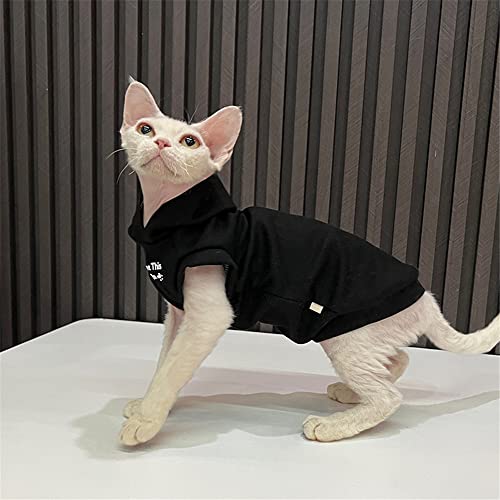 ZHIHAN Sphinx Cat Clothes Hairless Cat Devon Autumn Vest mit Kapuze, Schwarz, XL- von ZHIHAN