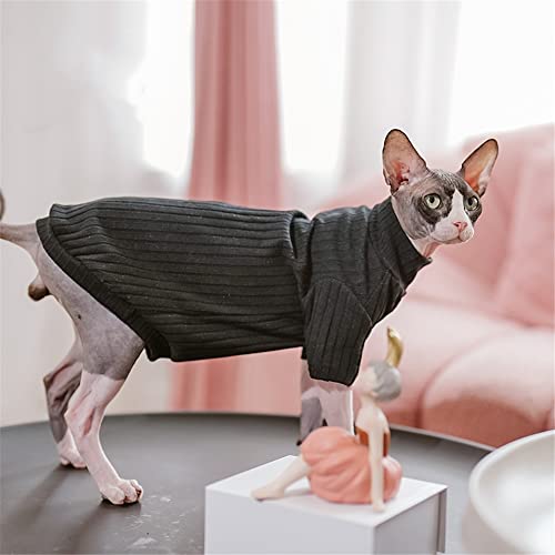 ZHIHAN Sphinx Cat Clothes Hairless Cat Devon Frühlings- und Herbst-Pullover aus Baumwolle mit Bodenbildung,Schwarz,M von ZHIHAN
