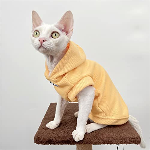 ZHIHAN Sphinx Cat Clothes Hairless Cat Devon Herbst/Winter Sweatshirt mit wattierter Kapuze Warm Vest Multi,Gelb,XXL von ZHIHAN
