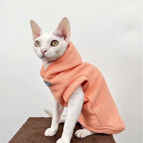ZHIHAN Sphinx Cat Clothes Hairless Cat Devon Herbst/Winter Sweatshirt mit wattierter Kapuze Warme Weste Multi,Orange,XXL von ZHIHAN