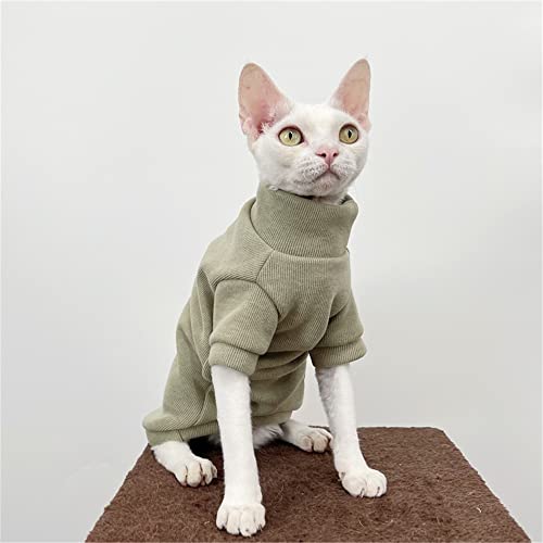 ZHIHAN Sphinx Cat Clothes Hairless Cat Devon Herbst Winter Rollkragenpullover Unterhemd Mehrfarbig,Grün,XL von ZHIHAN