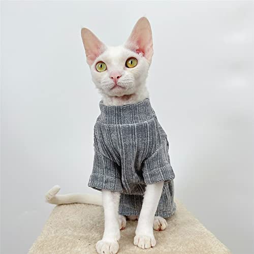 ZHIHAN Sphinx Cat Clothes Hairless Cat Devon Herbst Winter wattiertes Base Shirt Mehrfarbig Warmes Sweatshirt,Farbe 2,XXL von ZHIHAN