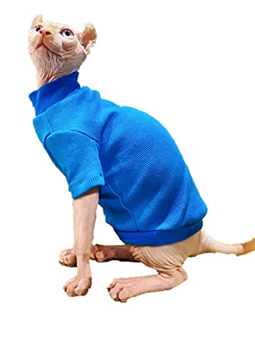 ZHIHAN Sphinx Katze Kleidung Baumwollpullover, bequem, hypoallergen, blau, M. von ZHIHAN