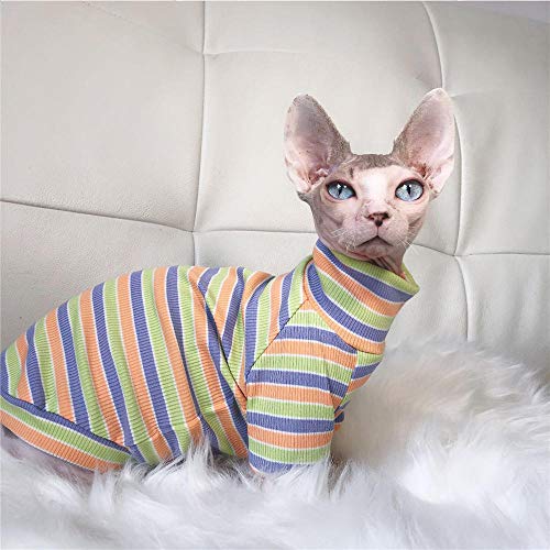 ZHIHAN Sphinx Katze Kleidung Baumwollpullover atmungsaktiver gestreifter Pullover, Farbe 1, S. von ZHIHAN
