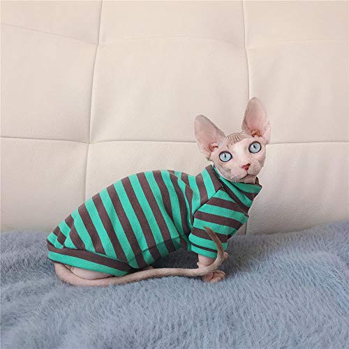 ZHIHAN Sphinx Katze Kleidung Frühling T-Shirt haarlose Katze gestreiften Baumwolle Pullover, Farbe 1, S. von ZHIHAN