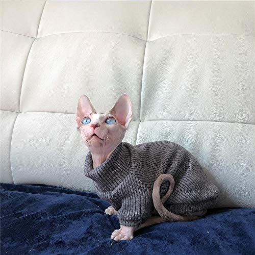 ZHIHAN Sphinx Katze Kleidung Frühling und Herbst T-Shirt haarlose Katze Baumwolle Pullover, grau, XXL von ZHIHAN