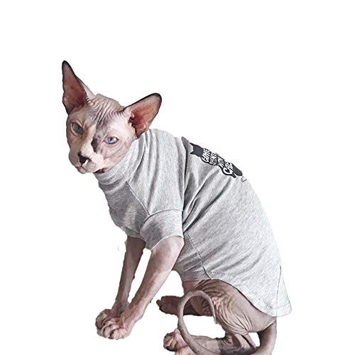ZHIHAN Sphinx Katze Kleidung Frühling und Sommer Baumwolle T-Shirt atmungsaktive hypoallergene Weste, grau, M. von ZHIHAN
