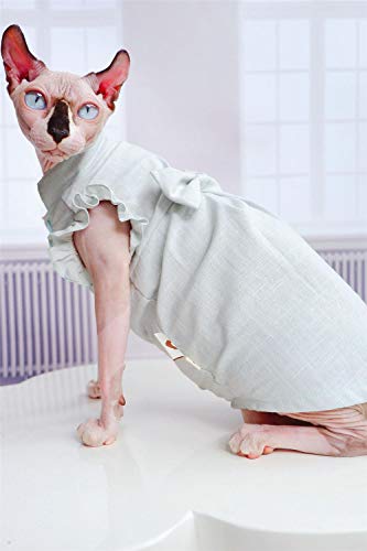 ZHIHAN Sphinx Katze Kleidung Prinzessin Rock Baumwolle Leinen atmungsaktiven Hemd Rock, hellblau, M. von ZHIHAN