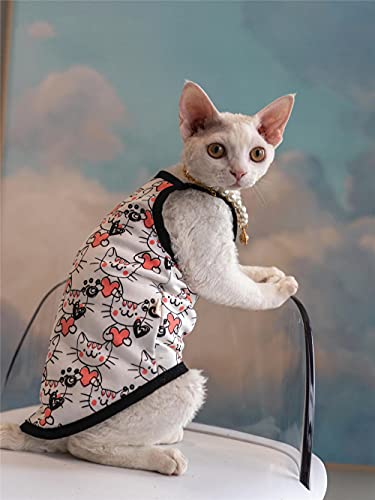ZHIHAN Sphinx Katze Kleidung Reine Baumwolle Leibchen haarlose Katze (Mehrfarbig optional), weißes Katzengeschirr, XL- von ZHIHAN
