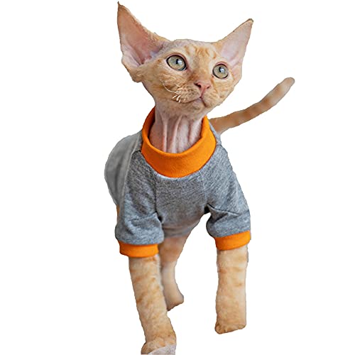 ZHIHAN Sphinx Katze Kleidung haarlose Katze Baumwolle Sweatshirt hypoallergen 4 Farben erhältlich, grau, M- von ZHIHAN
