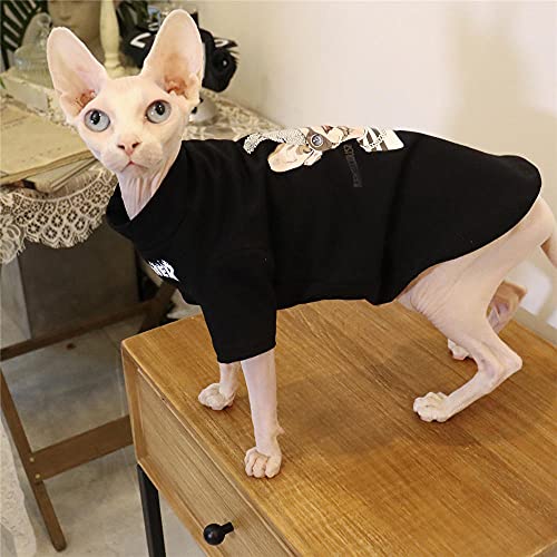 ZHIHAN Sphinx Katze Kleidung haarlose Katze Baumwolle Sweatshirt schwarz, schwarz, L. von ZHIHAN