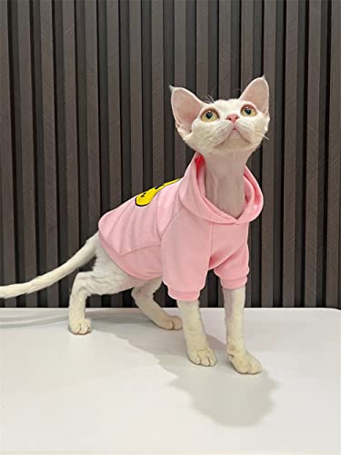 ZHIHAN Sphinx Katze Kleidung haarlose Katze Devon Baumwolle Stretch Hooded Sweatshirt Jacke, rosa, XXL- von ZHIHAN