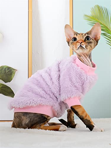 ZHIHAN Sphinx Katze Kleidung haarlose Katze Devon Dickes warmes Unterhemd Winterjacke, lila, L von ZHIHAN